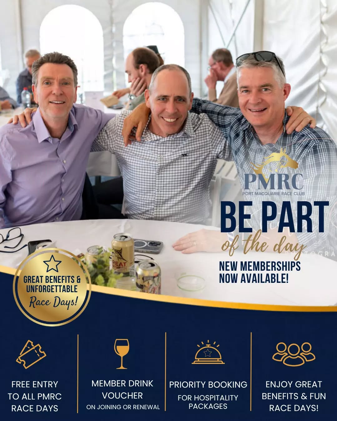 🏇 Join the Club and enjoy the perks!

A PMRC Membership is your ticket to a year of great racing, hospitality and social events.

Benefits include:
✅ Free entry to all PMRC race meetings
✅ Complimentary drink voucher on joining or renewal
✅ Priority hospitality bookings
✅ Access to exclusive member opportunities

Become part of the PMRC community today! - Link in first comment

#PMRC #MembershipBenefits #RaceDayExperience #PortMacquarieRaceClub