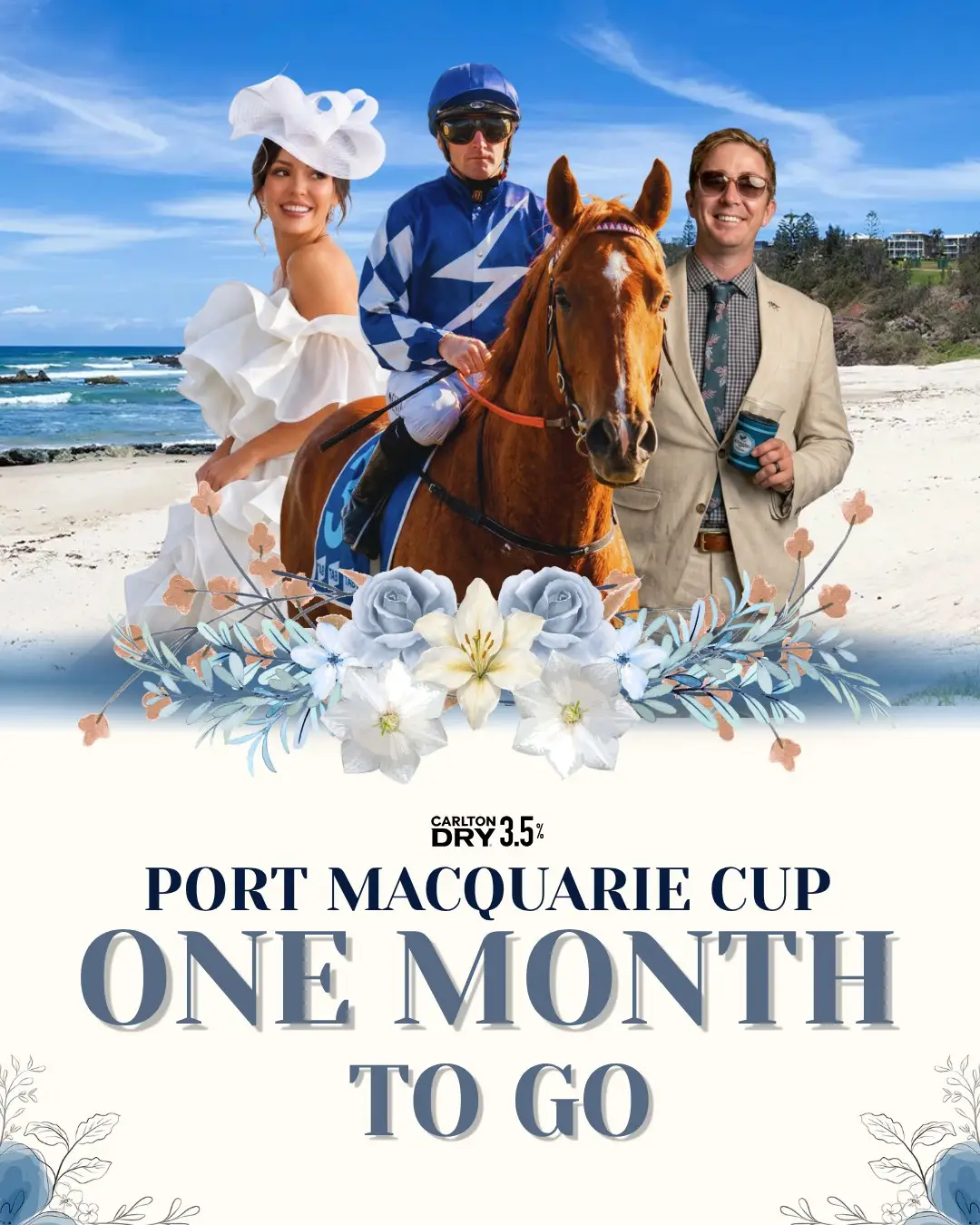 🏇 ONE MONTH TO GO

In exactly one month, Port Macquarie Race Club will come alive for the Carlton Dry 3.5 Port Macquarie Cup.

Racing, fashion, entertainment and hospitality all come together on Friday 9 October.

Have you secured your tickets?